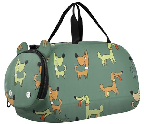 Tanztasche, Sporttasche für Mädchen und Jungen, niedliche Hunde, Kinder-Sporttasche, Cartoon-Hund, Reisetasche mit Namen, Wochenendtasche