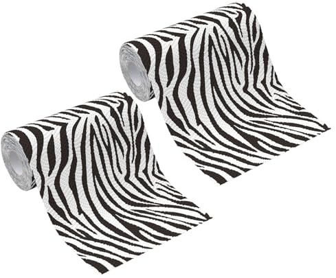2 Rollen Zebra Küchenrolle aus Papier, Schwarz, Verdickt | Bedruckte Küchenservietten, Schnelle Öl und Fleckenaufnahme, Einhändige Nutzung für Zuhause
