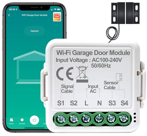 Acmerota Smart Garage Door Opener Smart Garage Door Remote Voice/Remote Control, with Timer Auto Close/Open, Add-On to Existing Garage Compatible with Alexa Google Home, 5M