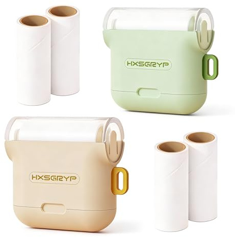 Rodillo Pelo Mascotas 8 Rollos con 2 Mangos, Quita Pelos Mascota, Rodillo Quitapelos Mascotas, 240 Hojas Rollo Quitapelusas Adhesivo para Ropa, Sofá, Cama, Pelo De Gato, Beige, Verde