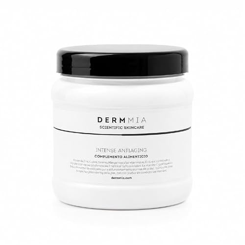 Dermmia Intense Antiaging Polvos 247 g – Colágeno Marino Hidrolizado en Polvo | Suplemento Antiedad con Vitamina C, Glucosamina y Ácido Hialurónico
