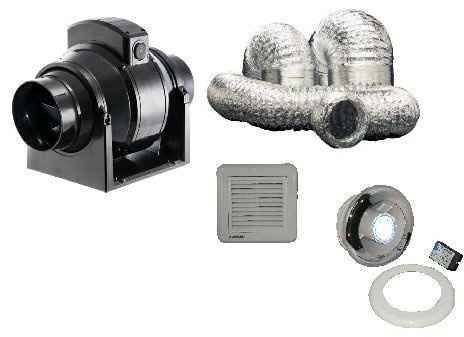 Manrose MF100T Mixed Flow LIGHT KIT, Alu 5m,External grille Mixed flow Inline Extractor fan
