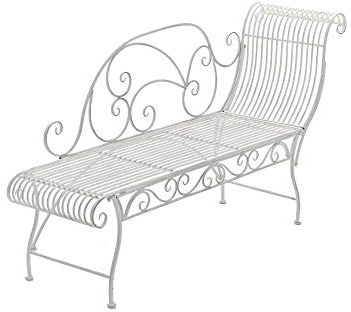 CLP Eisen-Gartenbank Karma I Recamiere mit romantischen Verzierungen I Robuste Sonnenliege aus Eisen I erhältlich, Farbe:antik weiß
