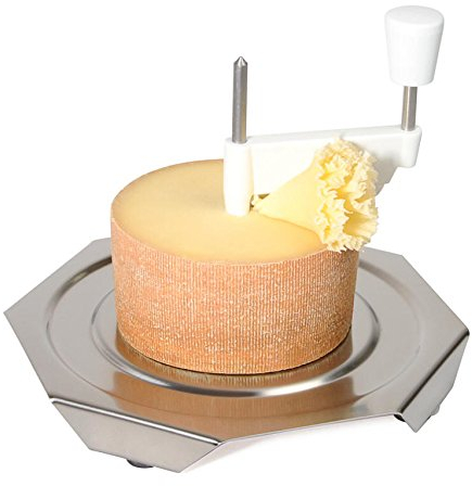 TETE DE MOINE KOMPLETT-Set Profi FLEUROLLE Edelstahl KÄSEHOBEL Choc O ROLLES/Roulette - SPÜLMASCHINENFEST + HAUBE + KÄSE (Classic-ganzer Laib)