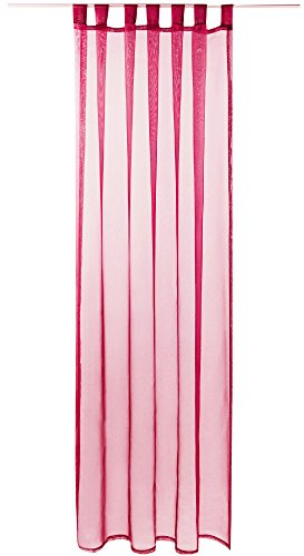 Bestlivings Gardine mit Schlaufen, Transparent Voile 140 x 245cm (Breite x Länge) in pink - Fuchsia, Schlaufenschal in vielen weiteren Farben und Größen
