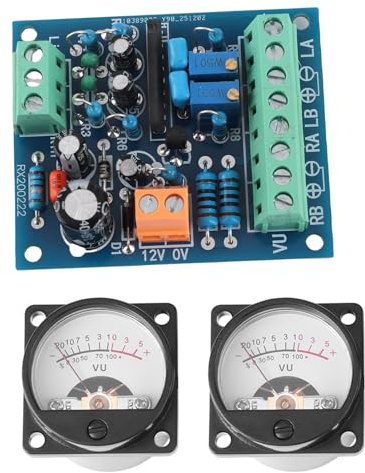 2pcs 500μA VU-mètre à Aiguille Retroéclairage à Incandescence et 1pc Carte de Drive Amplificateur Audio Niveau DC 12-15V/300mA