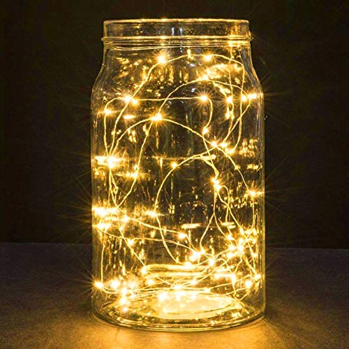 B-right Filo luci rame stringa luci led con batteria, 2X3M, 30 Micro LED luci led Filo Rame, bianco caldo, per Interno/Esterno, Giardino Patio Camera Natale Matrimonio Terrazzo Cortile Decorazione