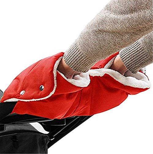 Kinderwagen Muff Handwärmer Wasserdicht Baby Stroller Hand muff Mit Fleece Winddicht Radanhänger für Winter (Rot)