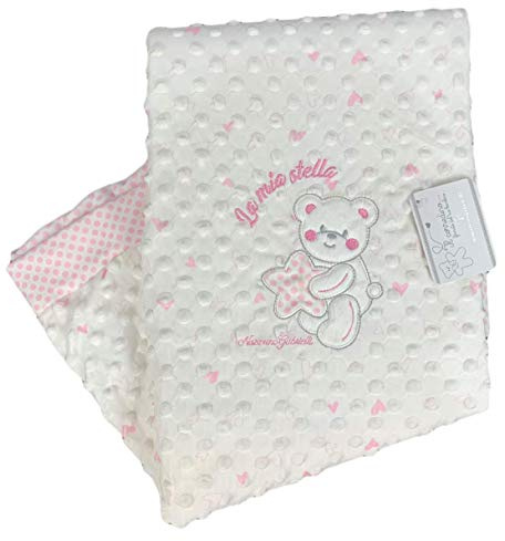 Nazareno Gabrielli Copertina Lettino in Pile Stampato Neonato Double Face 1194 Rosa -