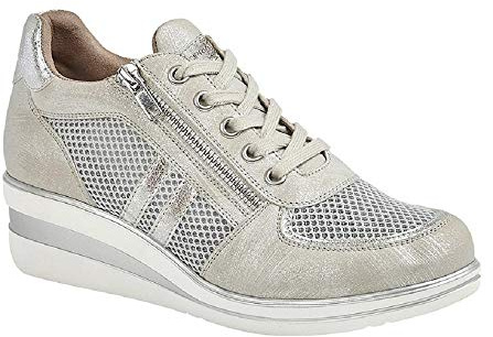 Cipriata JONE Ladies Lace/Zip Trainers Silver Metallic UK 6