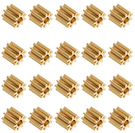 Balacoo 20 Stück Kupfer Motor Ritzel, Mini Motor Zahnrad 9 Zahnstärke 2Mm Mechanisches Zahnrad Ersatzteil für Lenkgetriebe Drohne Modell Flugzeug DIY Spielzeug