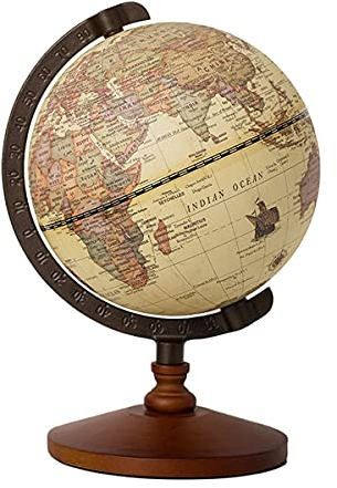 HTian Büro Dekoration Englische Globus Wohnkultur Zubehör 5 Zoll Weltkugel Vintage Holzwelt Karte Geographie Schreibtisch Dekor