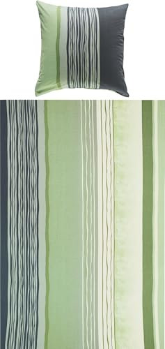 REDBEST Bettwäsche, Bettgarnitur Single-Jersey grün-grau Größe 80x80 cm / 155x200 cm - Wendekissenbezug, temperaturausgleichend, bügelfrei, mit Reißverschluss