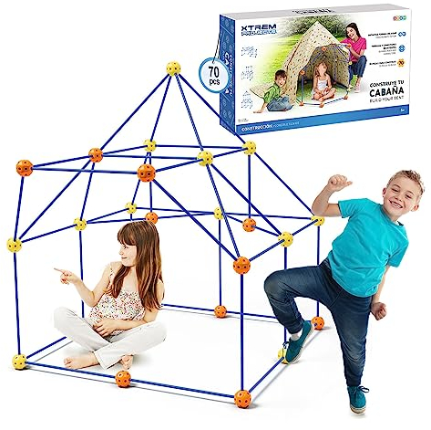 Höhle Bauen Kinder | Konstruktionsspielzeug 70 Stück | Outdoor Spiele Für Kinder UNT Kinderzelt Indoor | Outdoor Spielzeug | Gartenspielzeug | Konstruktionsspielzeug Ab 6 | STEM