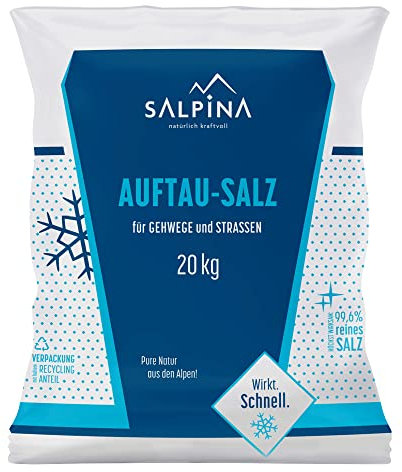 2 x SALPINA Auftausalz 20kg im Sack (40kg) | hochwirksames und schnellwirkendes Streusalz | zum Auftauen von Schnee und Eis | reinstes Siedesalz (99.6% NaCl) | 100% biologisch abbaubar