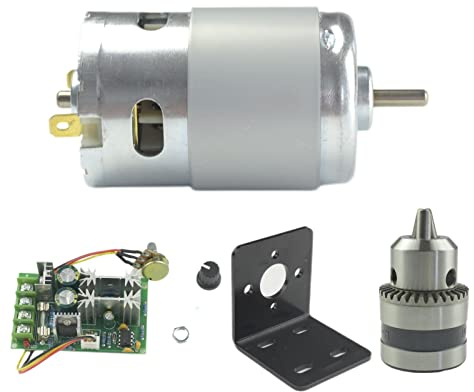 CONQUERALL 895 Motor 12V 9000RPM/24V 18000RPM Large Torque DC Motor with Drill Chuck Bracket and 20A Speed Controller