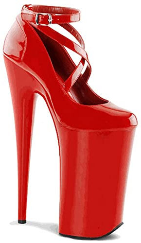 20 cm Stiletto Sexy Nachtclub Dicken Unteren Kreuzriemen Einzelne Schuhe Pole Dance High Heels Groß,Rot,45 EU