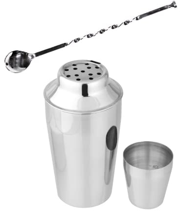 Fackelmann Set de Utensilios de Coctelería, Incluye 1 Coctelera 400 ml de Acero Inoxidable y 1 Cucharra Imperial para Cócteles y Gin Tonic de Acerpo Inoxidable, 31 cm