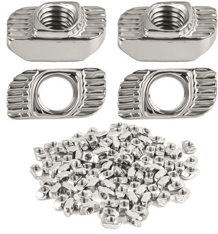 KCNOFNC 100 stycken spårstenar M8 spår 8 aluminiumprofil 30 x 30 tillbehör, T spårsten, förnicklad kolstål
