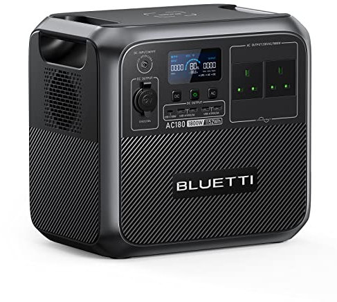 BLUETTI Portable Power Station AC180, 1152Wh LiFePO4 Battery Backup w/ 2 1800W (2700W peak) AC Outlets, 0-80% in 45Min., Solar Generator for Camping, Off-grid, Power Outage (Renewed)