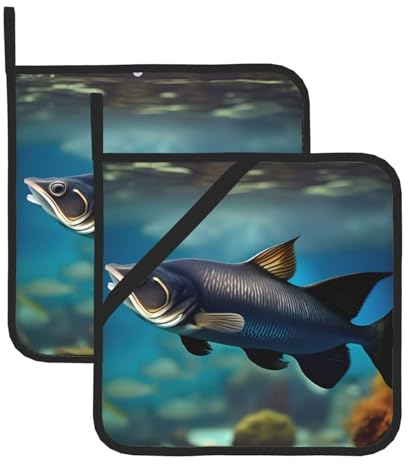 Subaquatic Supporto per forno con stampa di pesce gatto, presine per cucina, cialde calde, presine resistenti al calore, per la cottura