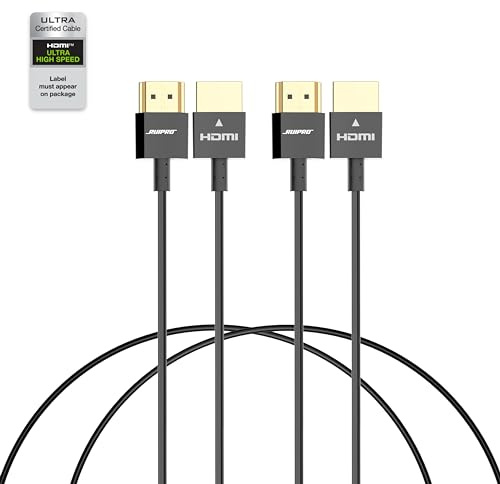 RUIPRO 8K kort HDMI-kabel, certifierad ultratunn HDMI 2.1-kabel 0,5 m 2-pack, ultrahög hastighet 48 Gbps, stöder 8 K @ 60 Hz 4K@120Hz, dynamisk HDR, eARC, kompatibel med PS5/Xbox/HDTV/Blu-ray