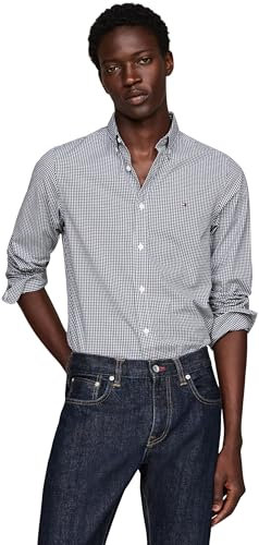 Tommy Hilfiger Chemise Homme Slim Fit Col Pointu, Multicolore (Carbon Navy/Optic White), 3XL