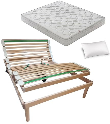 Sardamaterssi- Kit rete elettrica modello green confort una piazza e mezza misura 120x190 + materasso memory 20 cm guanciale omaggio