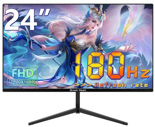Great voell 24-Inch Curved Gaming Monitor, 180Hz Refresh Rate, 1ms Response Time, 130% sRGB, FHD 1080P, HDR, FreeSync, 300 cd/m² VA Panel, Frameless Design, Built-in Speakers, HDMI 1.4 & DP 1.2 Ports | 130% sRGB, FHD 1080P, HDR, 300 cd/m² VA Panel, Frameless Design, Built-in Speakers, HDMI 1.4 & DP 1.2 Ports