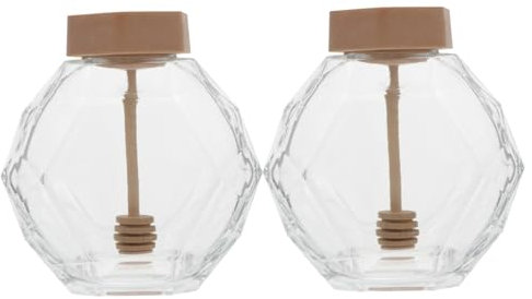 Alipis 2stücke Teiliges Klarer Transparenter Honigtöpfe Mit Holzlöffel Hochwertiger Sealing Glass Für Sicheres Aufbewahren Und Servieren Von Honig Kapazität