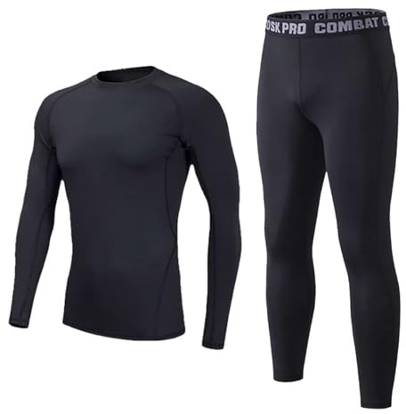 Echinodon Kinder Thermo Sportunterwäsche Junge Mädchen 2tlg 3tlg Funktionsunterwäsche Set Fußball mit Fleecefutter für Training Kompressionsunterwäsche