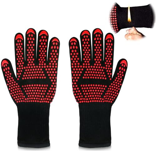 Heat Resistant BBQ Gloves;Oven Gloves;Oven Mitts;Grill Gloves;Grilling Gloves;Gloves Heat;Resistant Gloves;Insulated Gloves;Heat Resistant Gloves;Cooking Gloves;Cooking Baking (Red Arrow)