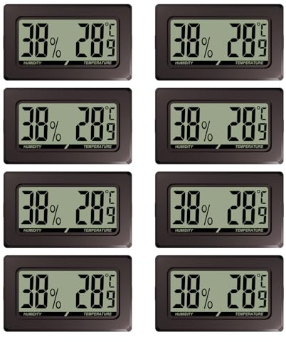 8 Stück Mini Hygrometer, Digital Thermometer, für LCD Digital Digitales Thermometer, luftfeuchtigkeitsmessgerät, Thermometer Innen mini Thermometer Thermo-Hygrometer