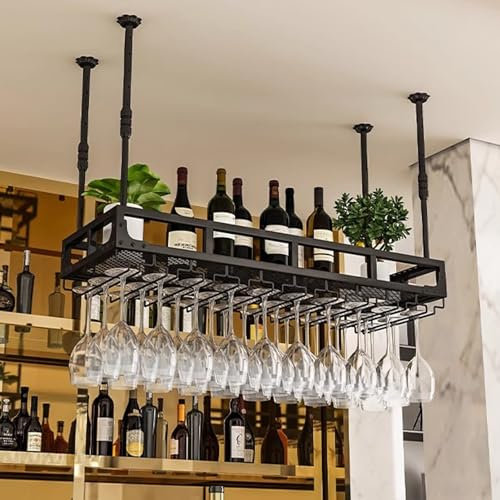 Estante Colgante de Techo con Barra para Colgar, estantes de Almacenamiento Colgantes, Soporte para Flores, Estante de Techo para organizar Utensilios de Cocina, Estante para ollas y sartene