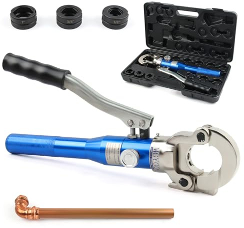 MGYOO Pro Press Copper Crimper Tool Hydraulic Copper Pipe Crimping Tool with 1/2 3/4 1 Jaw for Copper Tubing Propress Fittings