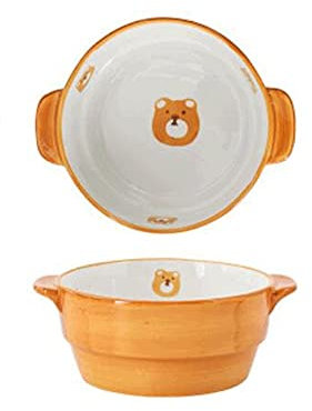 DDKYHU Bowl Household Ceramic Anti-scalding Binaural Rice Bowl, Salad Instant Noodles, Baking Bowl, Soup Bowl, Durable And Shatter-resistant Grain Bowl, 900ml Large-capacity Grain Bowl (Orange)