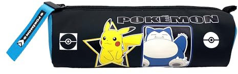 CyP Brands- Pokémon - cylindriskt fodral, pennfodral, skolmaterial, geo, fodral, svart, officiell produkt, svart, Estandar