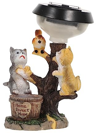 UKCOCO Statue Solaire De Chat Résine Décoration Lumineuse Pour Et Pelouse Ornement Extérieur Adorable Et Créatif