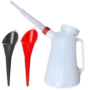 Bensindunkar Bensinkanner Oljemätbehållare med skala 5L oljetrattset med lock Oljekanna Bil(1 Jug 2 Funnel)