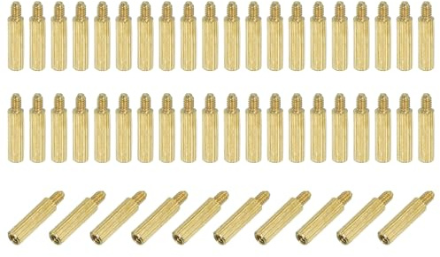 PATIKIL M2 x 10+3 mm männlich weiblich Messing Sechskant-Abstandsbolzen, 50 Stück für FPV Drohne Quadcopter Leiterplatte Stahlschraubenmutter-Set Computer & Schaltplatte, Gold