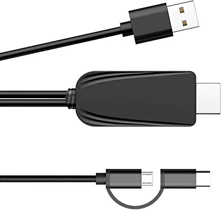 Tityvirnix Adaptador de cable 1080P tipo C/Micro USB a cable HDTV, cable adaptador de 2 metros