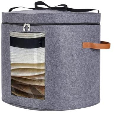 Generisch Aufbewahrungsbox für Hüte, große Hutbox,Runde Krempe Hat Organizer - Klapper Cowboy Cap Organizer -Tasche mit Deckel und klarem Fenster, Blattdecke Containergehäuse für den Schrank