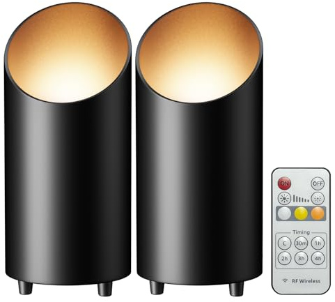 Wireless Spot Lights Indoor, Dimmable Modern Uplighter Wall Wash Lamps, Accent Light Indoor with Remote Control, 5000mAh Battery Operated Plant Uplighters Indoor with Timer, 3000K/4000K/6000K, 2 Pack