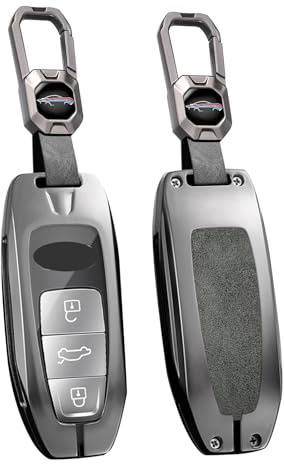 HIBEYO Autoschlüssel Hülle kompatibel mit Audi Q8 RSQ8 A6 C8 S6 RS6 A7 S7 RS7 A3 8Y A8 D5 4N RS E-tron GT Q4 4M Zubehör Schlüsseletui Schutzhülle Schlüsselhülle Schlüsselgehäuse Fernbedienung-Grau