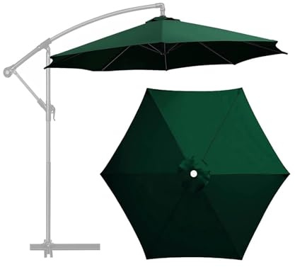 Parasol De Rechange En Toile De Protection Solaire 6/8 Baleines Protection UV, Table Jardin Marché Parasol Dessus En Polyester, Pour Jardin, Terrasse (auvent Uniquement)(Dark green,3m/8 bone)
