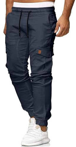 Pantalon cargo pour homme CTU, pantalon de travail décontracté, joggers de combat, coupe ajustée, avec cordon de serrage et poches, bleu marine, 3XL