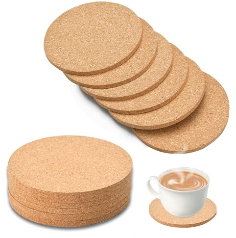 12Pcs Cork Coasters (3.93 * 3.93 * 0.2In), Cork Mats, Drink Coasters, Drinks Coasters, Cup Corks Pads, CorkCoasters For Coffee Table With Round Edge, Round-Coaster, Warm Gift For Home & Office.