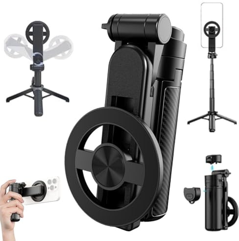 4-in-1 Multifunctional Magnetic Selfie Stick, 2025 New 360° Rotation Phone Tripod with Wireless Remote for iPhone & Android, Phone Stand for Video Recording & Vlogging - Portable Travel