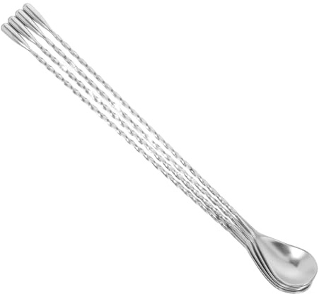 BIUDECO 4piezas Cuchara De Bar De Acero Inoxidable Agitador Para Cócteles Mezcladora Mango Para Leche y Bebidas Casa o Restaurante Color Plateado