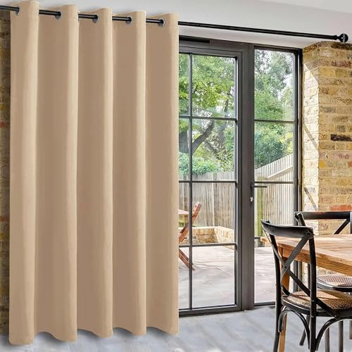DWCN Verdunkelungsvorhang Biscotti Beige Thermo Vorhänge mit Ösen H213xB203cm Lärmschutz Vorhang Hitzeschutz Raumteiler Gardinen Blickdicht Breite Vorhänge für Büro,Schlafzimmer,Wohnzimmer,1 Stück